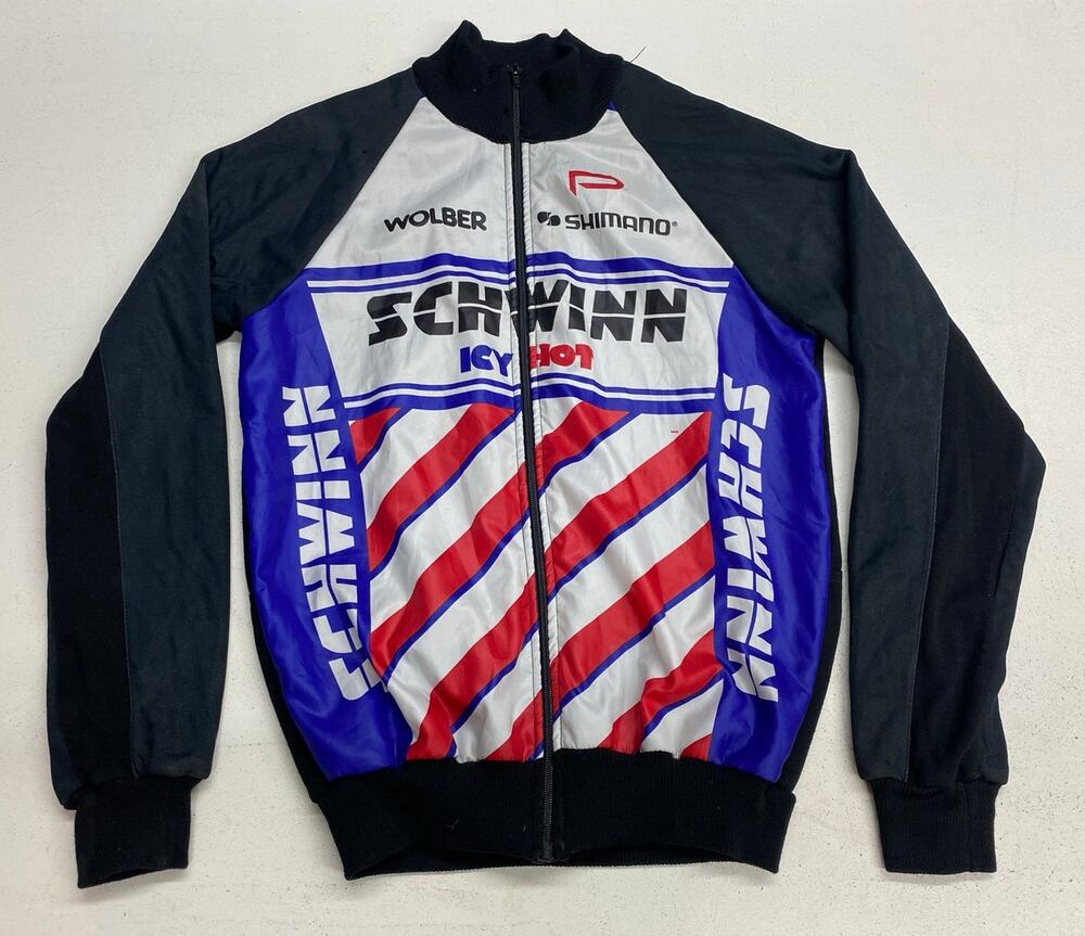 VTG 80s/90s Paramount Design Italy Schwinn full zip-up wool cycling jacket L